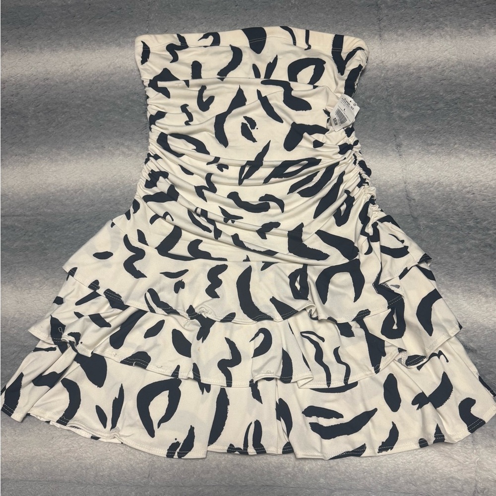 Strapless Black and White Dress